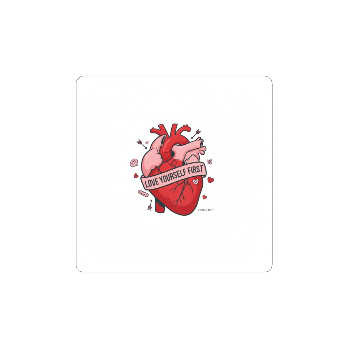 Love Yourself First Heart Sticker | anti‑Valentine, edgy heart design