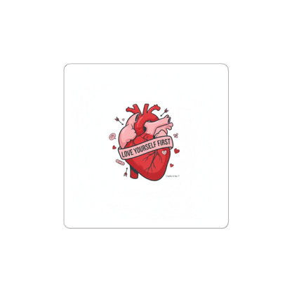 Love Yourself First Heart Sticker | anti‑Valentine, edgy heart design