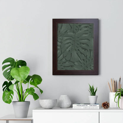 Deep Green Monstera Framed Print – Botanical Wall Art