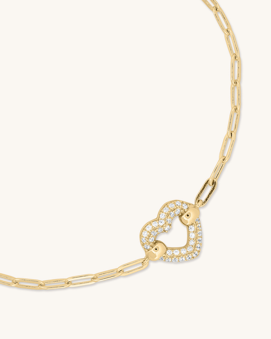 Open Heart Paperclip Bracelet