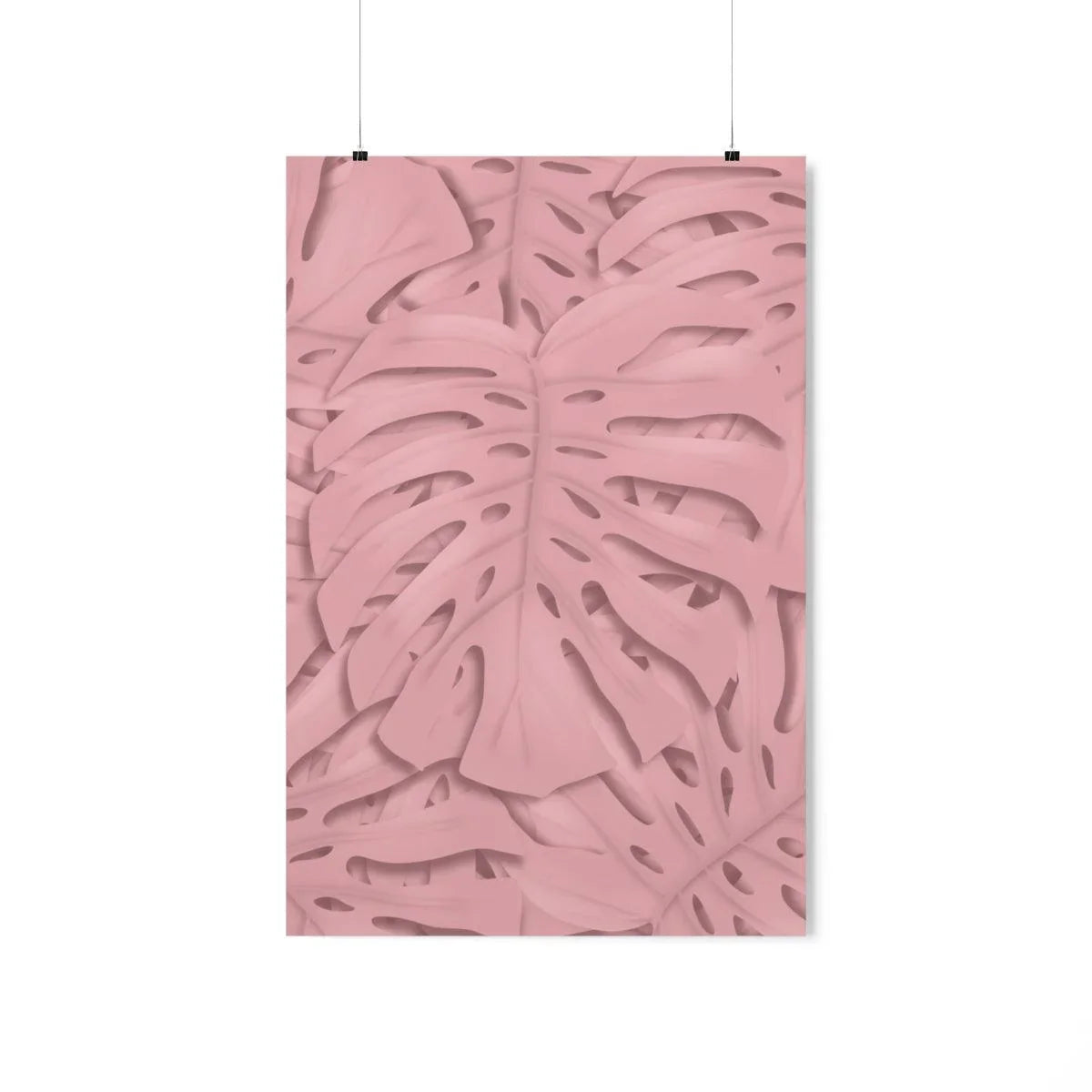Soft Pink Monstera Botanical Print – Unframed Wall Art