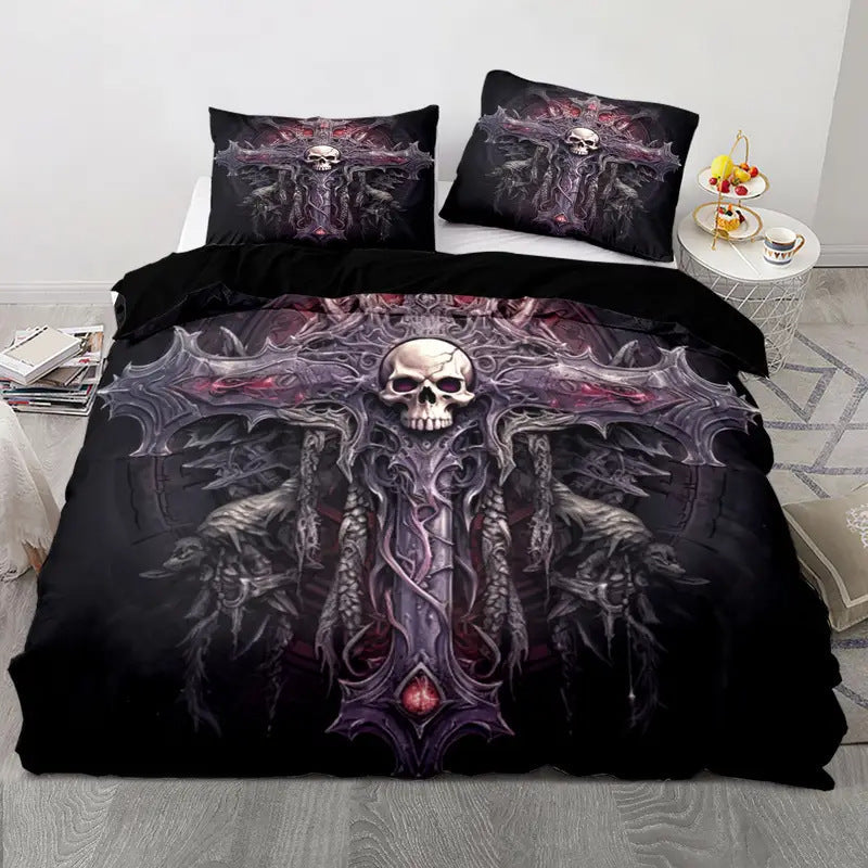 Rose Skull Printed Home Textile Bedding Suit
