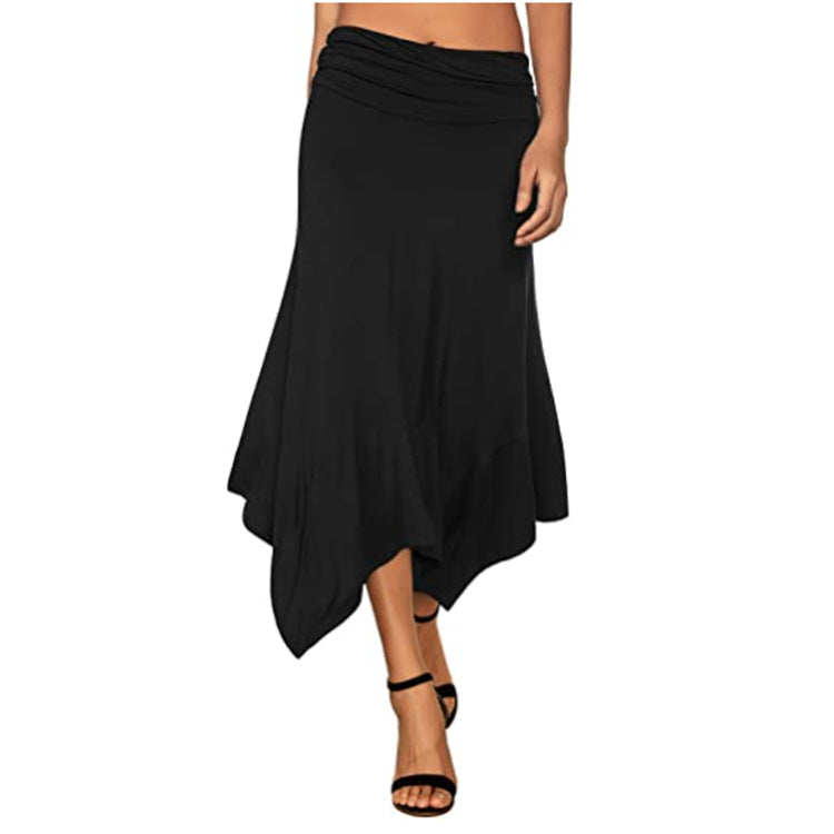 Irregular Skirt Elegant Square Scarf Hem European Temperament Commuter Knitted Casual Long Skirt