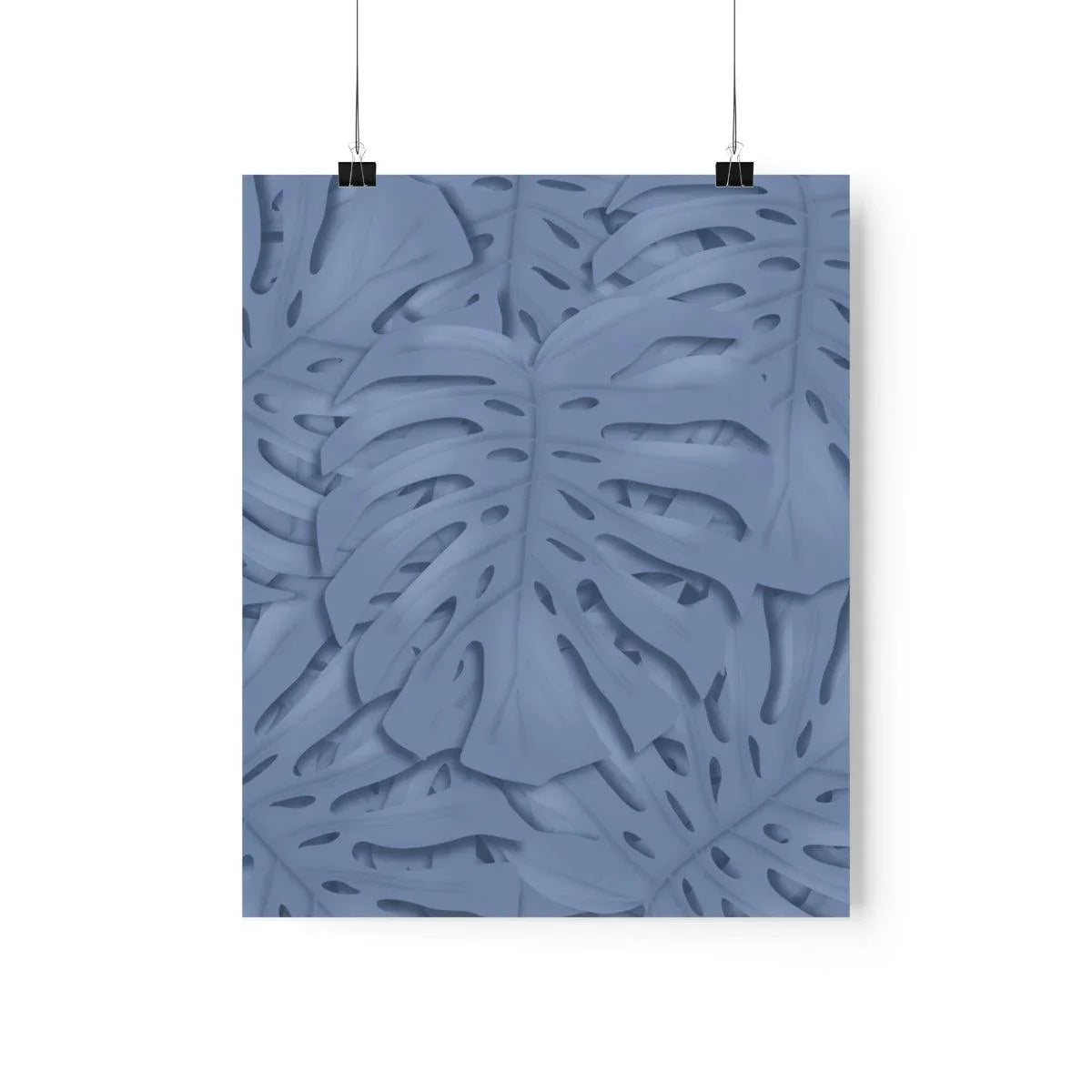 Blue Monstera Botanical Print – Unframed Wall Art