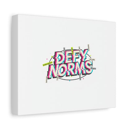 Defy Norms Canvas, Anti-Aesthetic Glitch Typography, Brutalist Poster Style