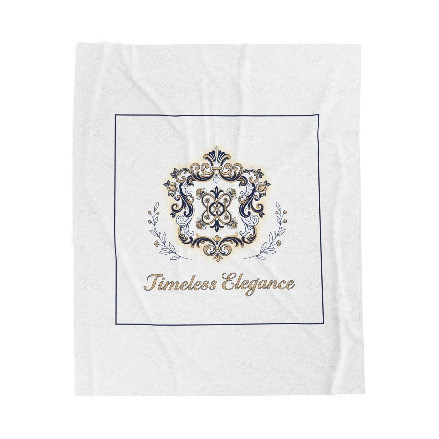 Ornate Brooch Emblem Velveteen Blanket | Baroque Pin Motif, Timeless Elegance
