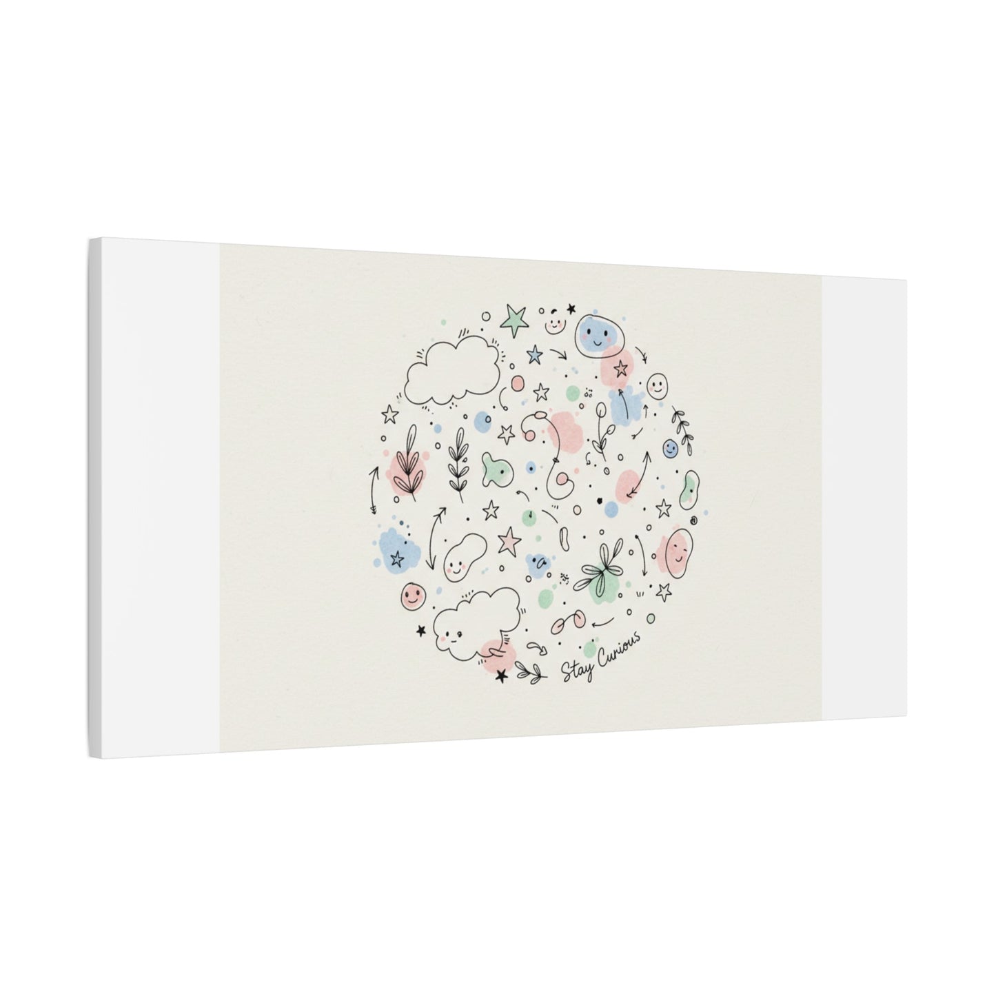 Doodle Circle Line Drawing Matte Canvas, Hand-Drawn Sketch Art