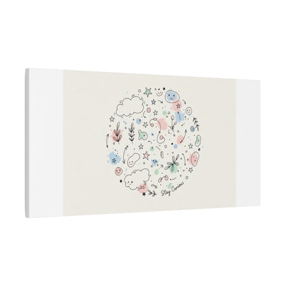 Doodle Circle Line Drawing Matte Canvas, Hand-Drawn Sketch Art