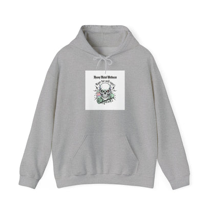 Heavy Metal Wellness Skull Hoodie | metal font shirt, gothic wellness quote