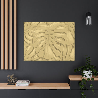 Golden Monstera Canvas Print – Botanical Wall Art