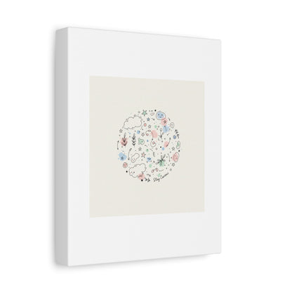 Doodle Circle Line Drawing Matte Canvas, Hand-Drawn Sketch Art
