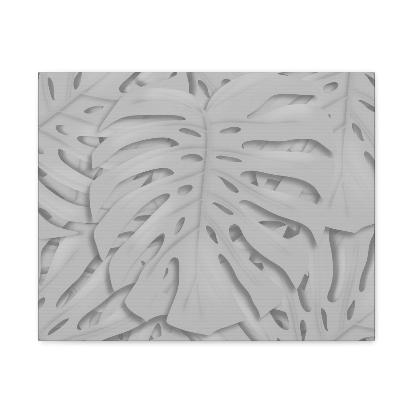 Soft Grey Monstera Canvas Print – Botanical Wall Art