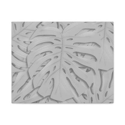 Soft Grey Monstera Canvas Print – Botanical Wall Art