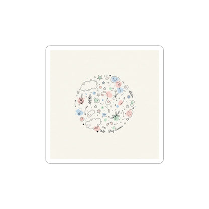 Hand-Drawn Doodle Circle Sticker | Minimal Line Sketch, Pastel Accents