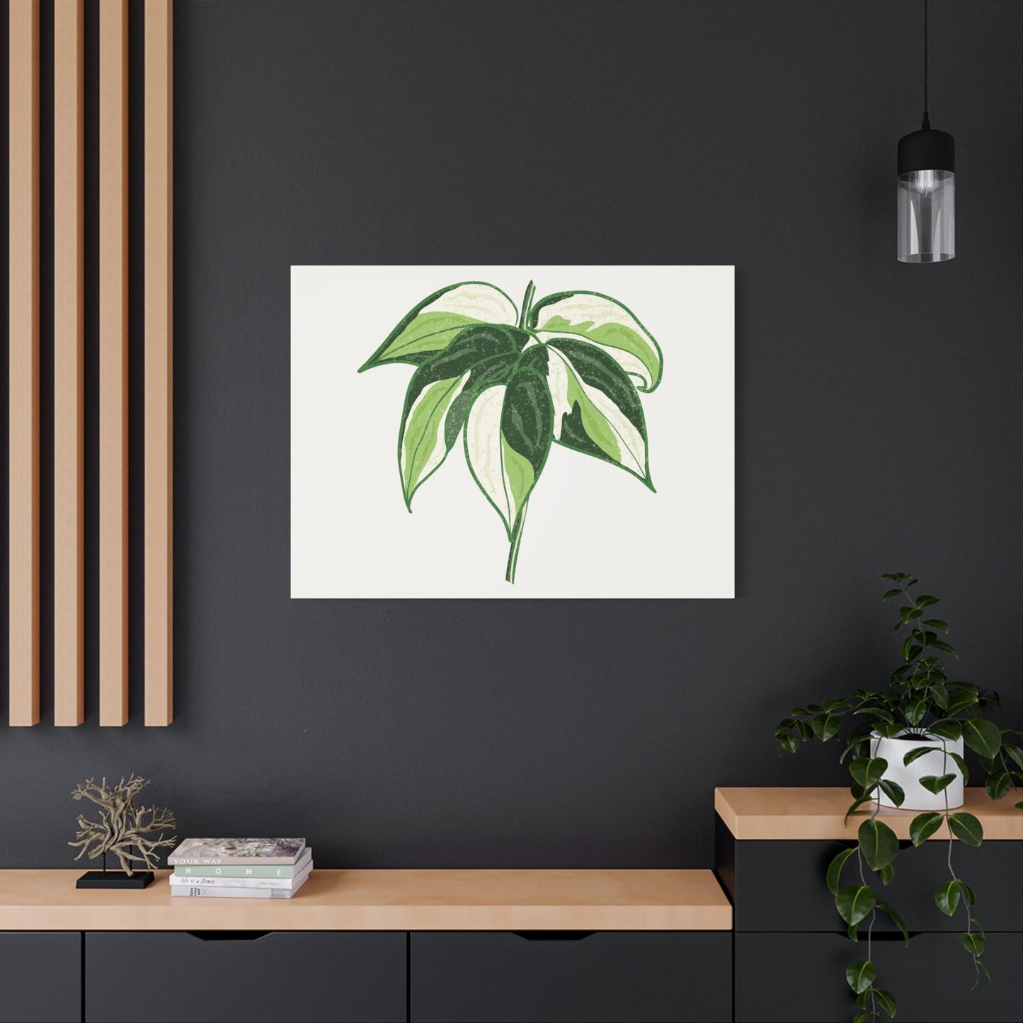 Philodendron Cream Splash Canvas Print – Botanical Wall Art