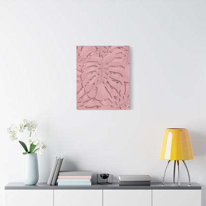 Soft Pink Monstera Canvas Print – Botanical Wall Art