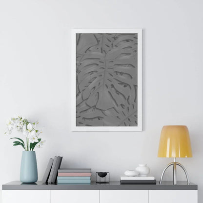 Grey Monstera Framed Print – Botanical Wall Art