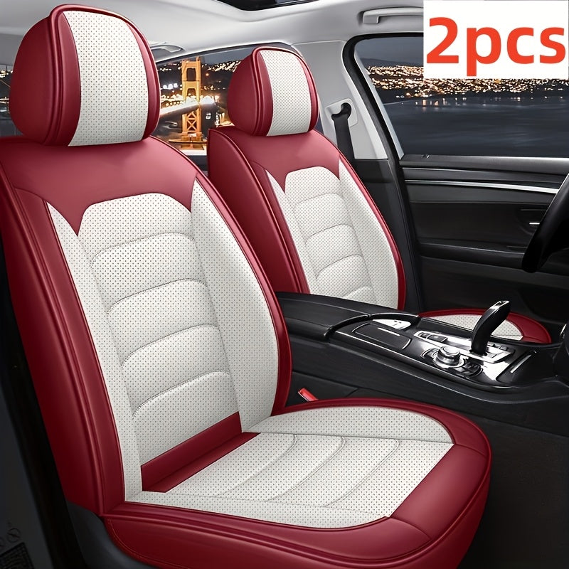 1pc and 2pcs Luxury Faux Leather Car Front Seat Covers | Universal Fit, Independent Seat Design for Main Driver/Co-driver, All-inclusive Sports Car Seat, Suitable for Cars, SUVs, and Pickup Trucks