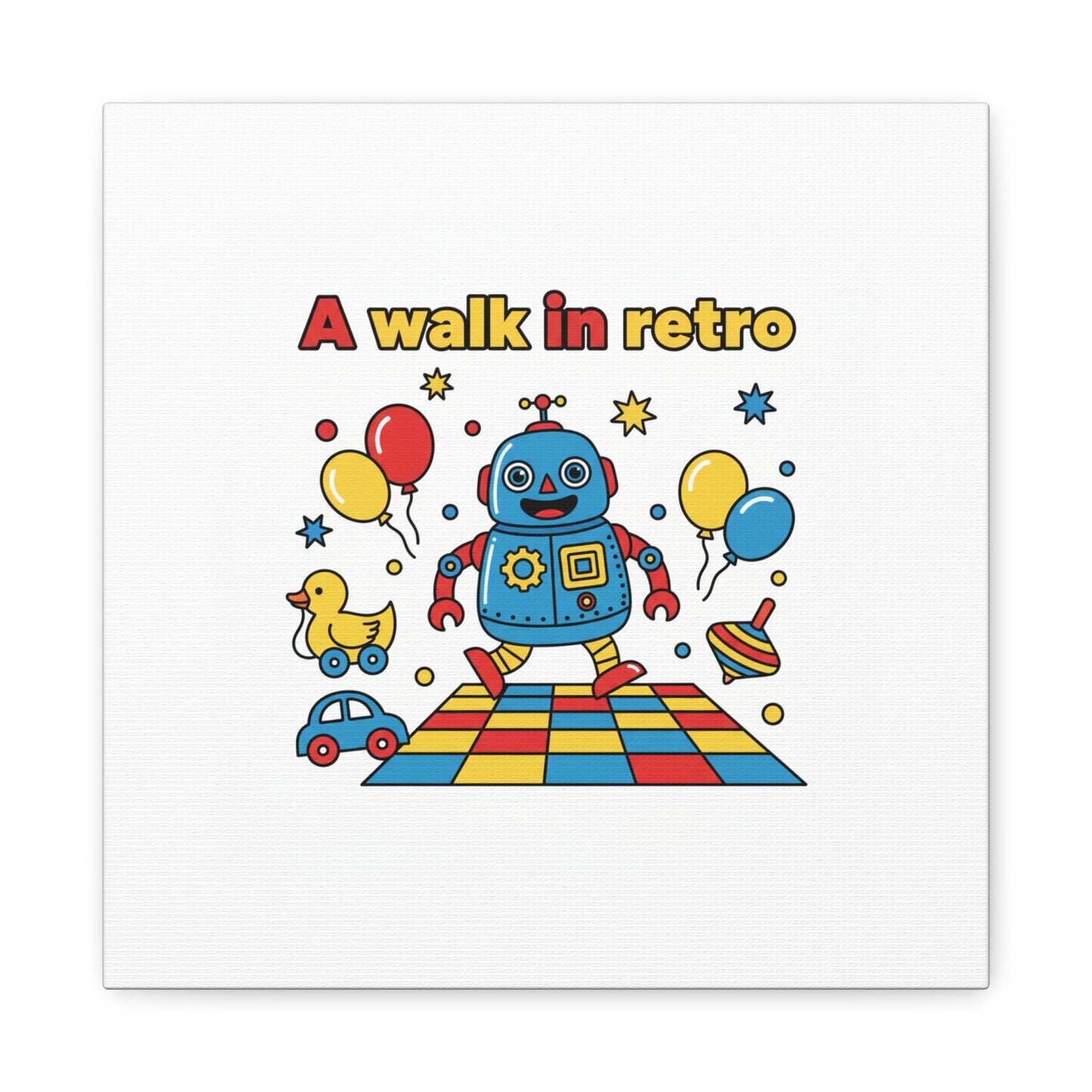 Retro Toy Robot Canvas | Throwback Kid, Primary Color Nostalgia