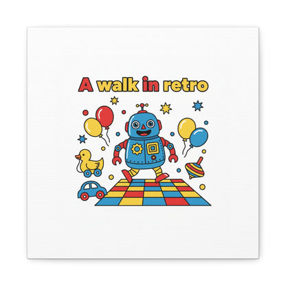 Retro Toy Robot Canvas | Throwback Kid, Primary Color Nostalgia