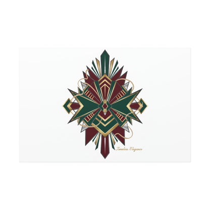 Art Deco geometric brass print Canvas | Neo-Deco chrome & gold fan motif