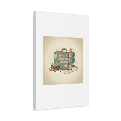 Pack Your Dreams Canvas | Retro Travel Postcard, Wanderlust Passport Stamp Art