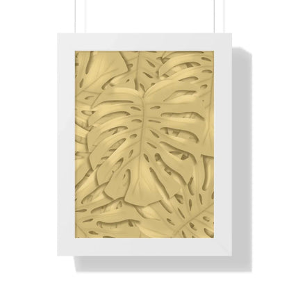 Golden Monstera Framed Print – Botanical Wall Art