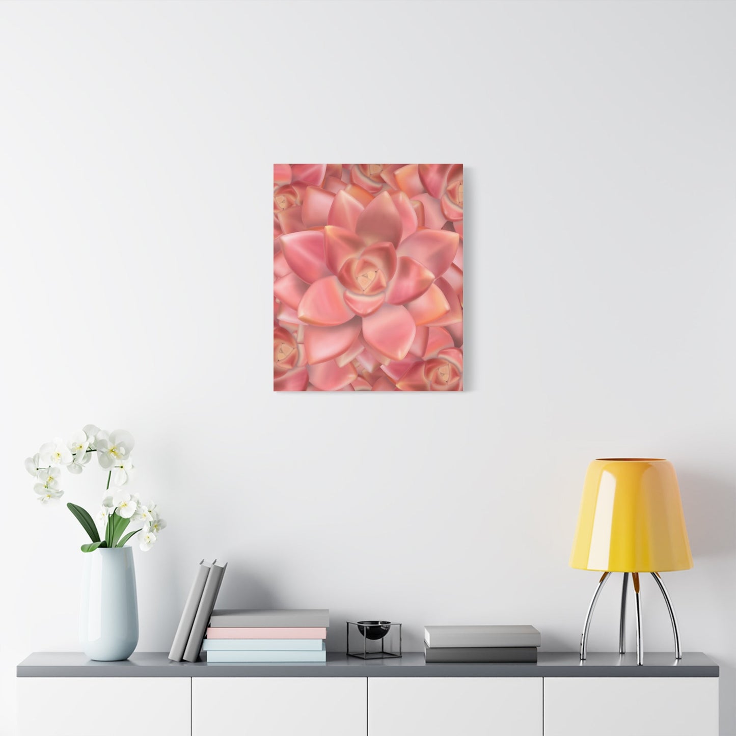 Graptosedum California Sunset Succulent Pattern Canvas Print – Botanical Wall Art