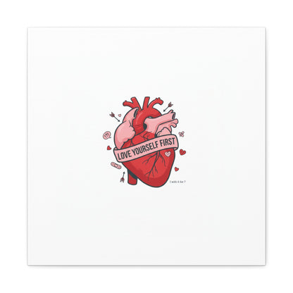 Love Yourself First Canvas, Hearts-with-a-Twist, Anti-Valentine Art