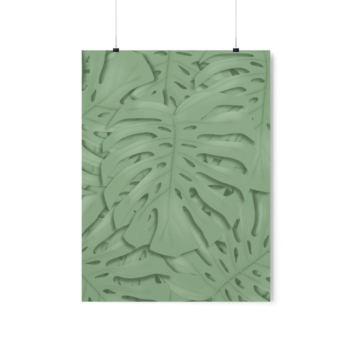 Sage Green Monstera Botanical Print – Unframed Wall Art
