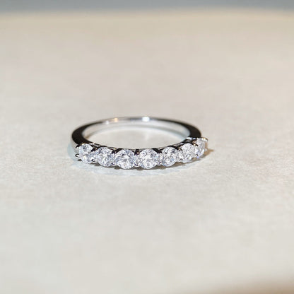 S925 Sterling Silver Seven Princess Stackable Ring Minimalist Design