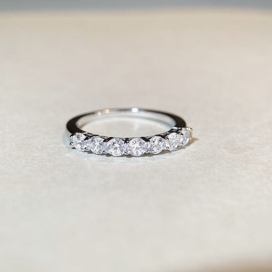 S925 Sterling Silver Seven Princess Stackable Ring Minimalist Design