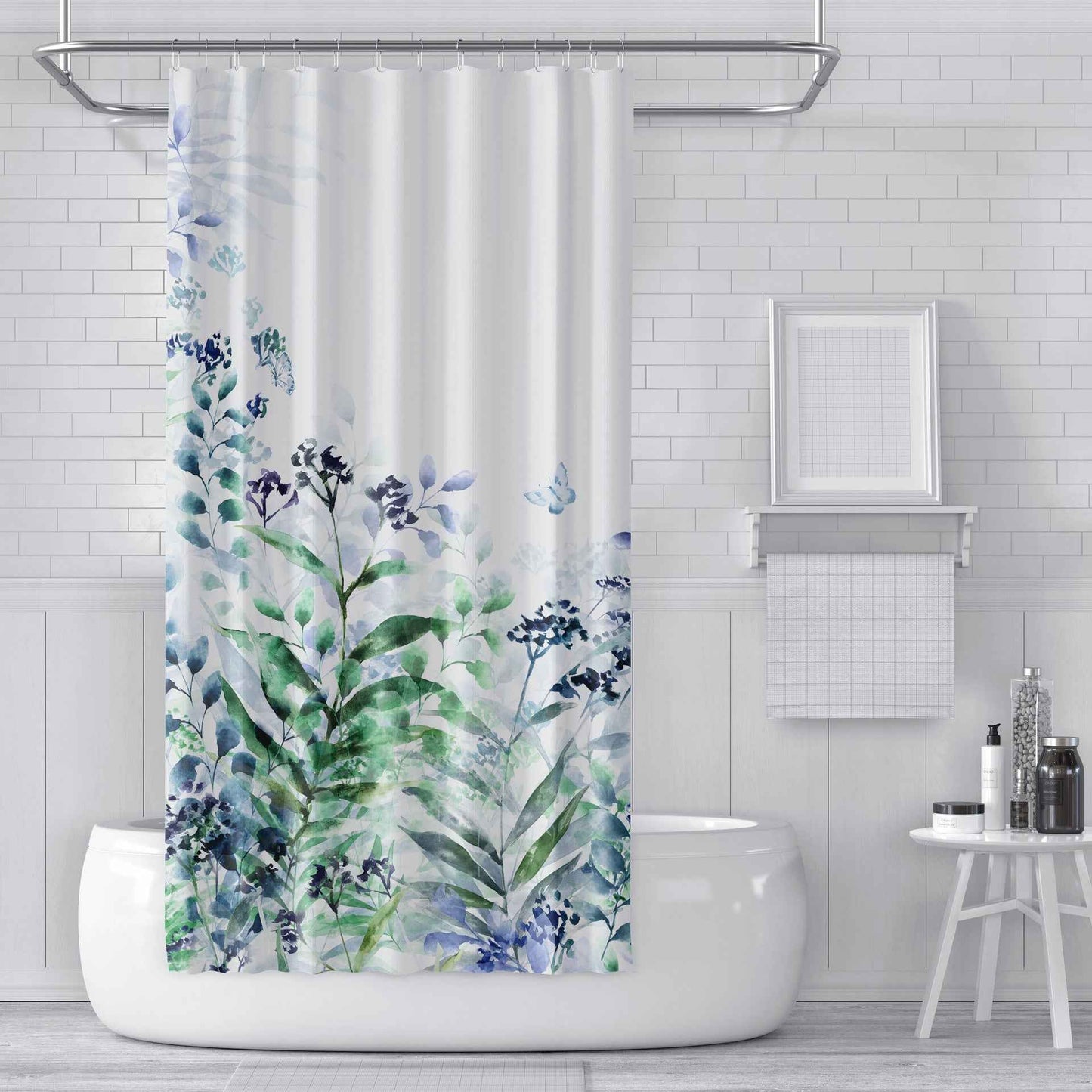 Digital Printing Shower Curtain Cloth Green Plants
