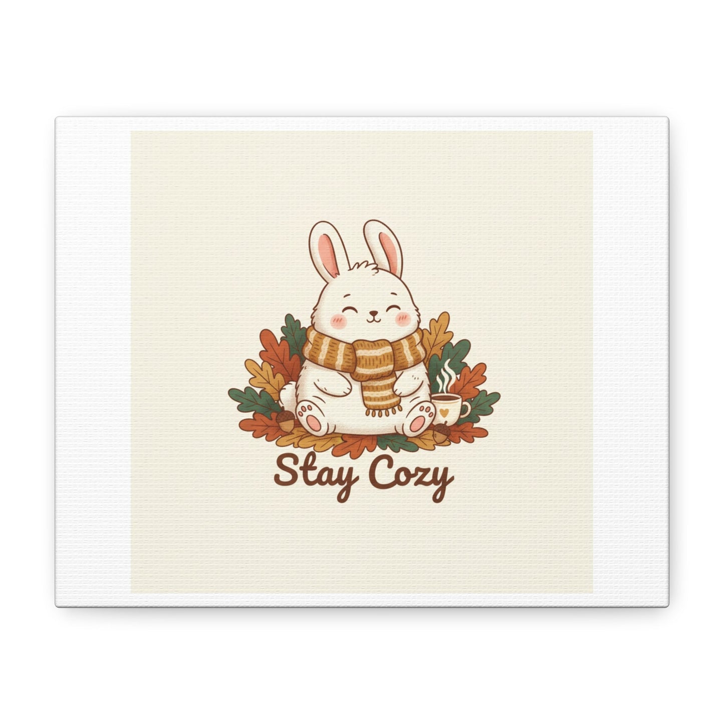 Cozy Bunny Illustration Canvas | Cute Critter Winter Forest Art