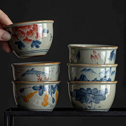 Blue And White Old Clay Hand Painted Master Cup Antique Ceramics Tea Cup