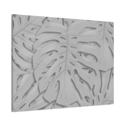 Soft Grey Monstera Canvas Print – Botanical Wall Art