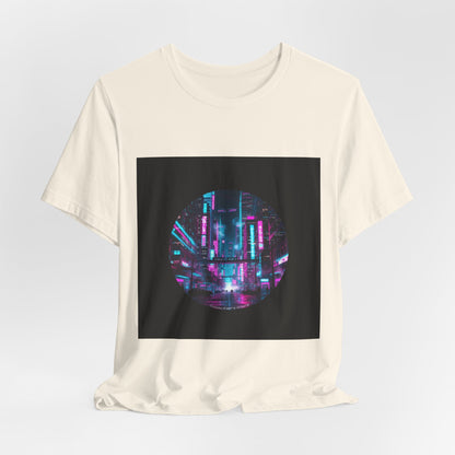 Neon Cyberpunk Skyline Tee | synthwave skyline, future city art