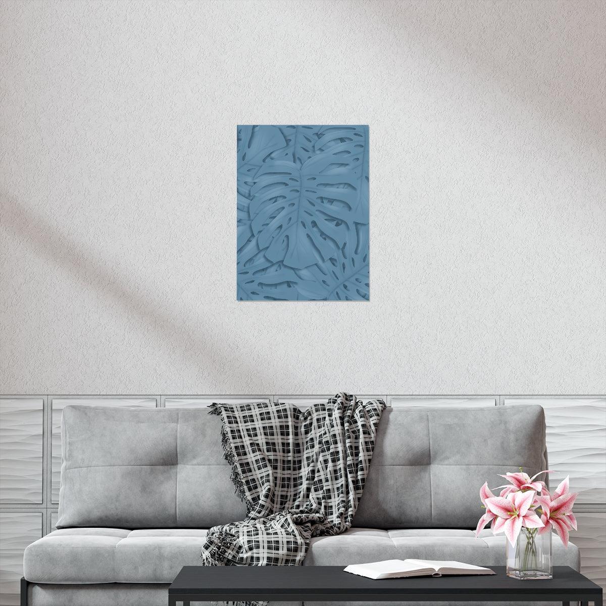 Cerulean Monstera Botanical Print – Unframed Wall Art