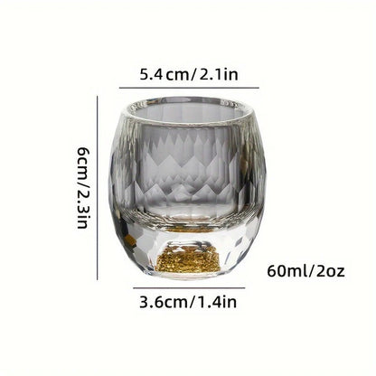 Diamond Faceted Gold Foil White Vertical Turquoise Wine Glass