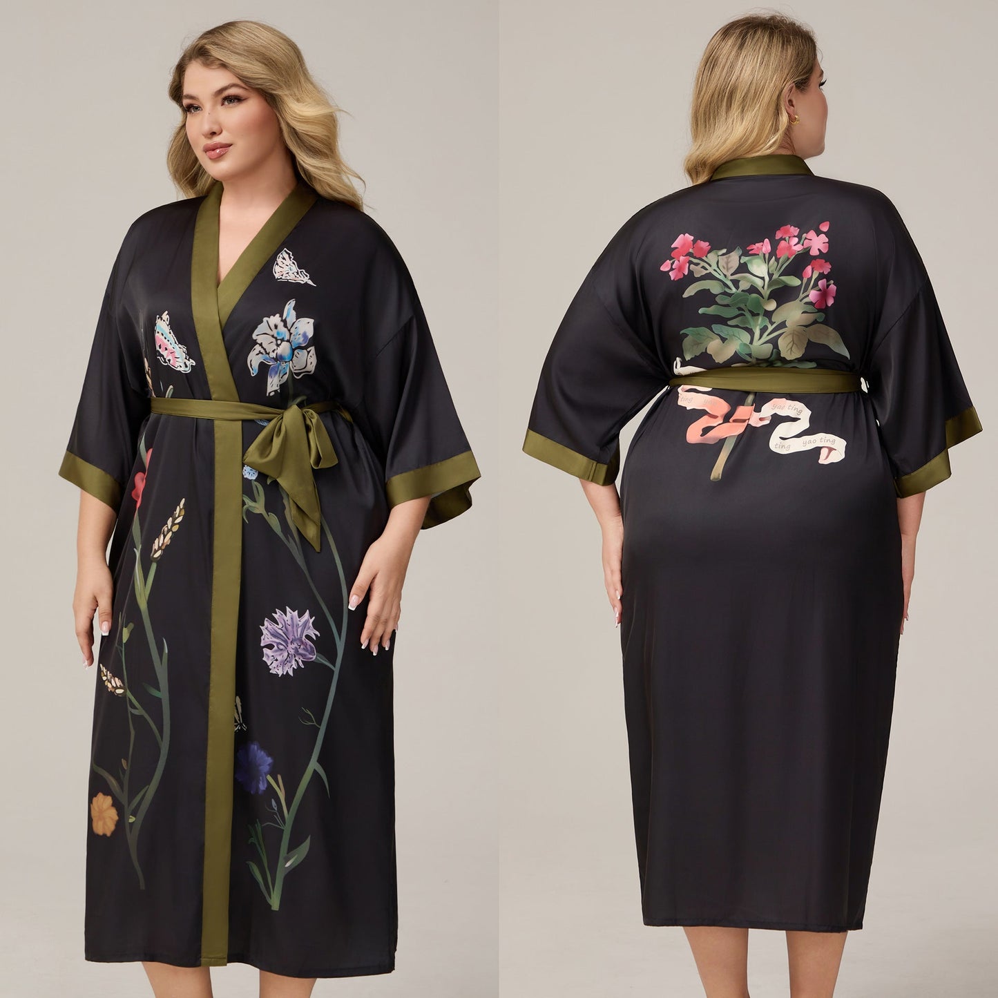 Womens Luxe Satin Robe - Lightweight Imitation Silk Loungewear & Sleepwear