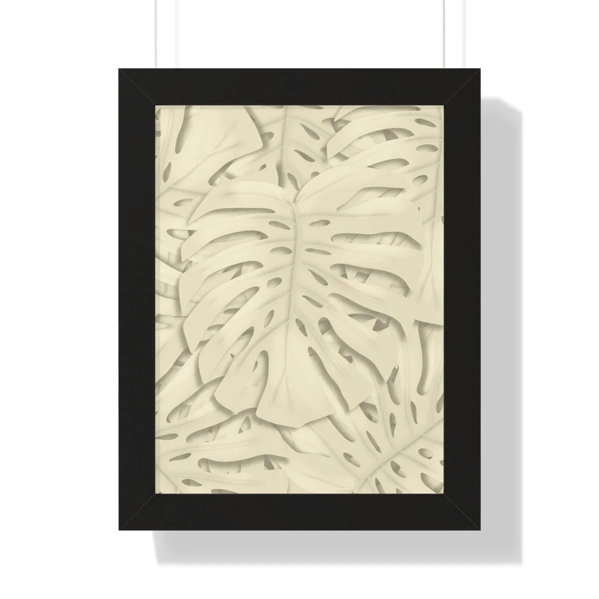 Beige Monstera Framed Print – Botanical Wall Art