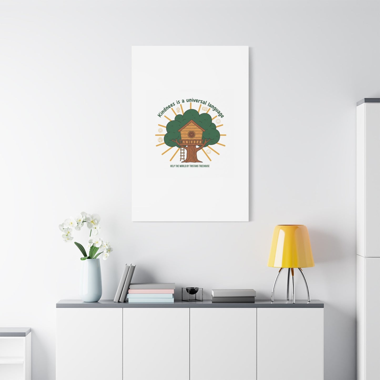 Kindness Is a Universal Language Canvas | Eco Humor, Treehouse Art