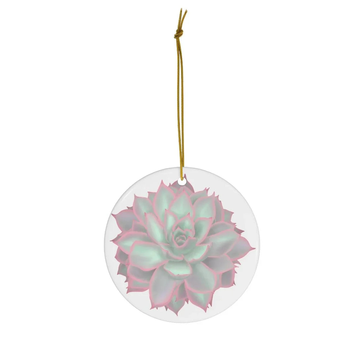 Graptopetalum Murasaki Succulent Ceramic Ornament – Gold Tone String
