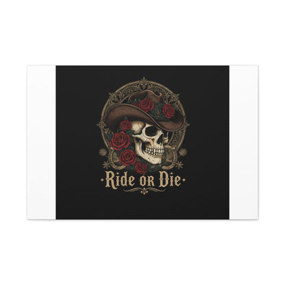 Ride or Die Skull Canvas | Western Skull Art, Gothic Americana