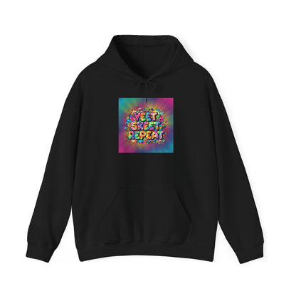 SWEET SWEET REPEAT Hoodie | slogan & glitch graphic, meme phrase