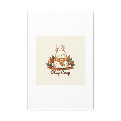 Cozy Bunny Illustration Canvas | Cute Critter Winter Forest Art