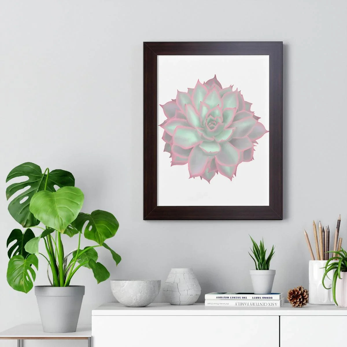 Echeveria Violet Queen Succulent Framed Print – Botanical Wall Art