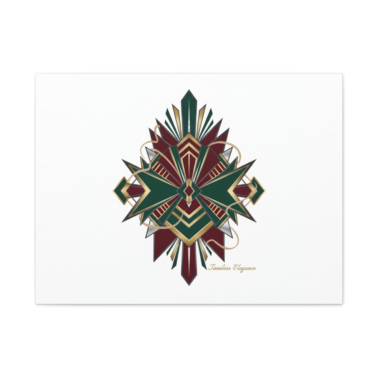 Art Deco geometric brass print Canvas | Neo-Deco chrome & gold fan motif