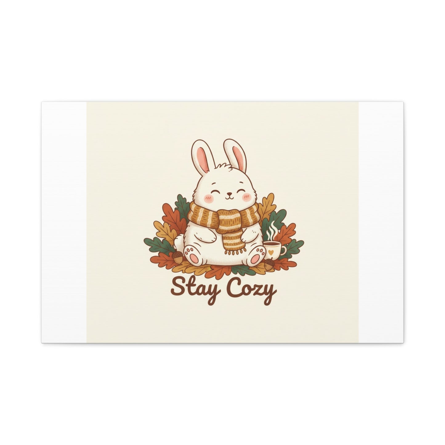 Cozy Bunny Illustration Canvas | Cute Critter Winter Forest Art