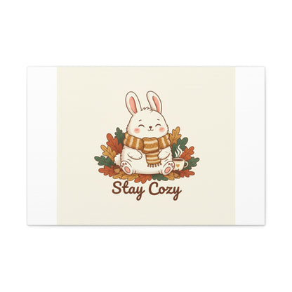 Cozy Bunny Illustration Canvas | Cute Critter Winter Forest Art